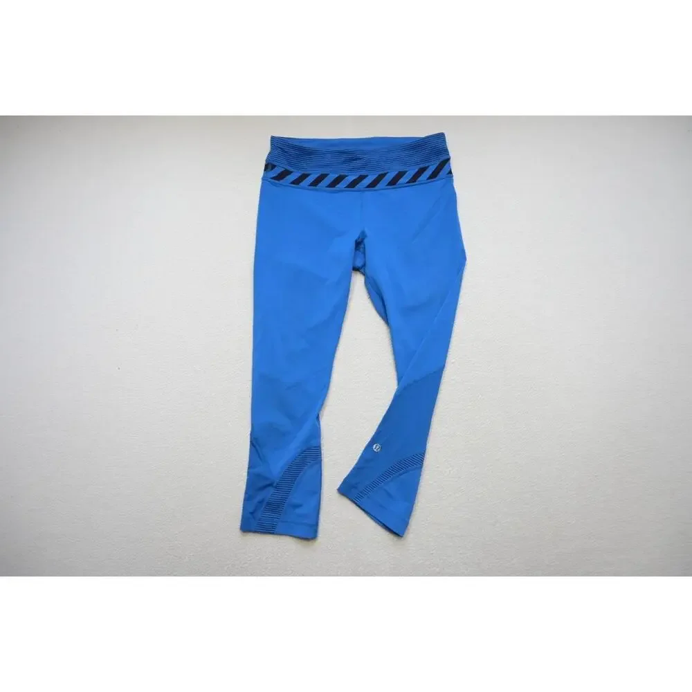 Lululemon Leggings Blue Athletic Performance Yoga Sweat Pants Womens Size 6